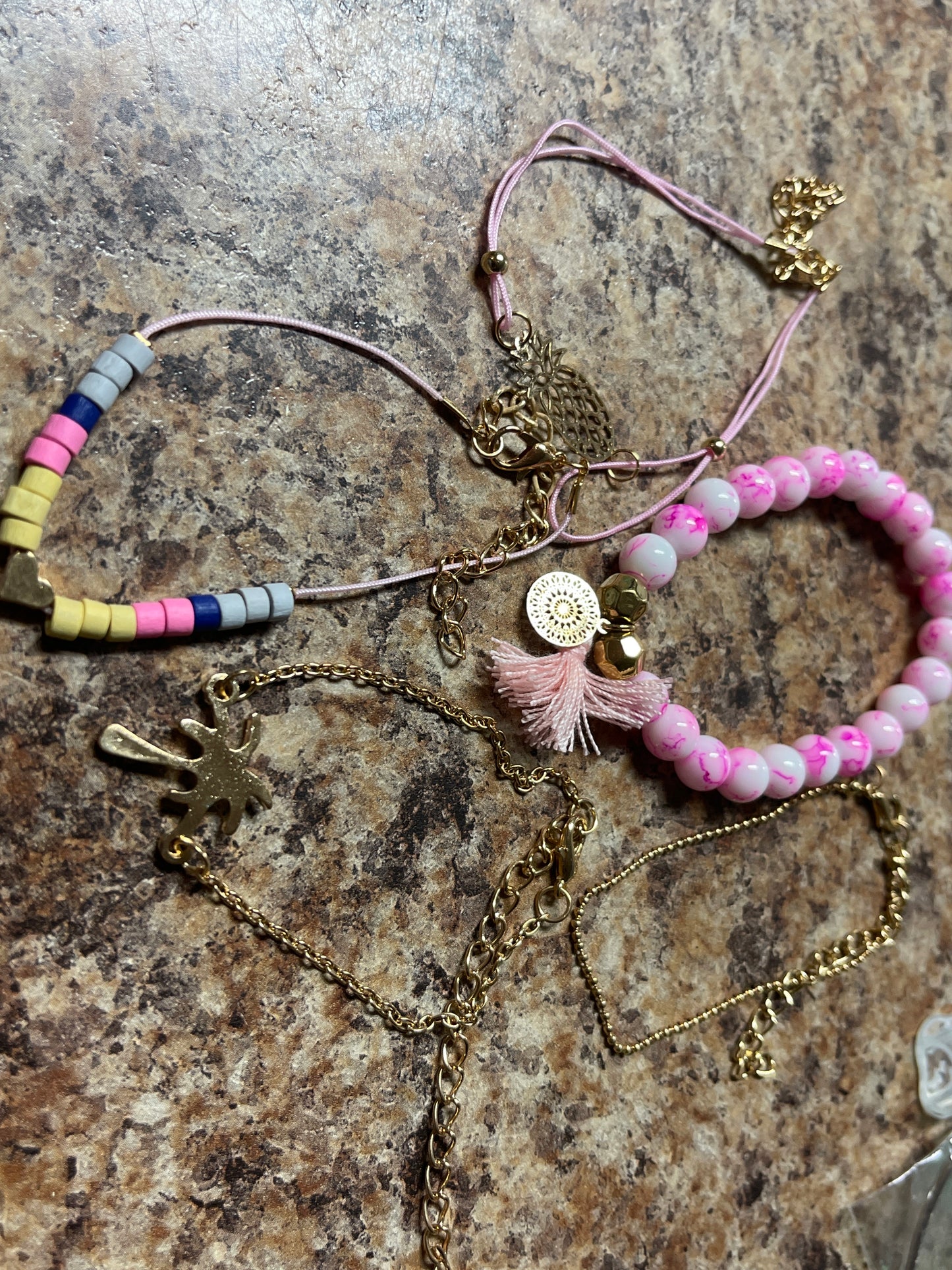 Pink and gold bracelet set