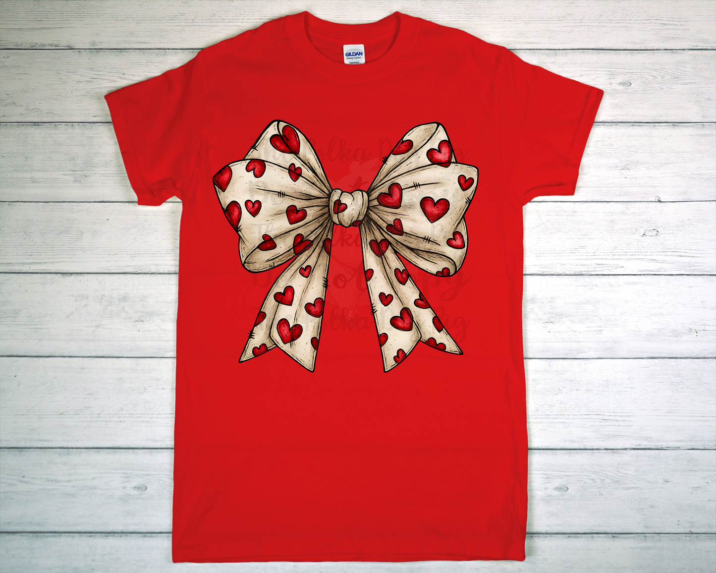 Bow with red hearts tee