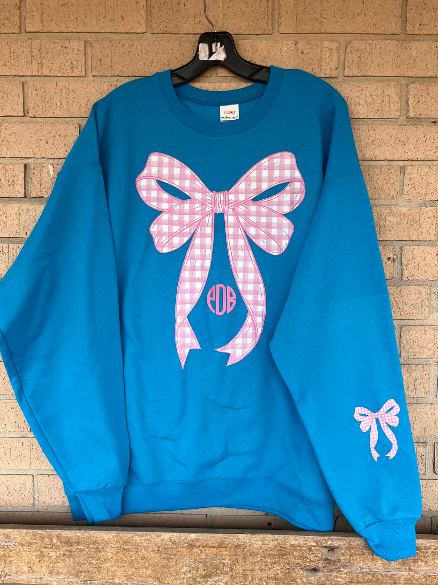Monogram pink bow sweatshirts