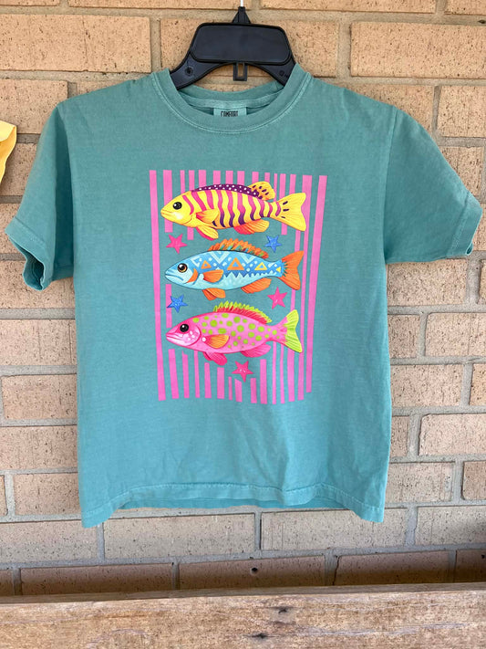 Preppy colorful fish tee