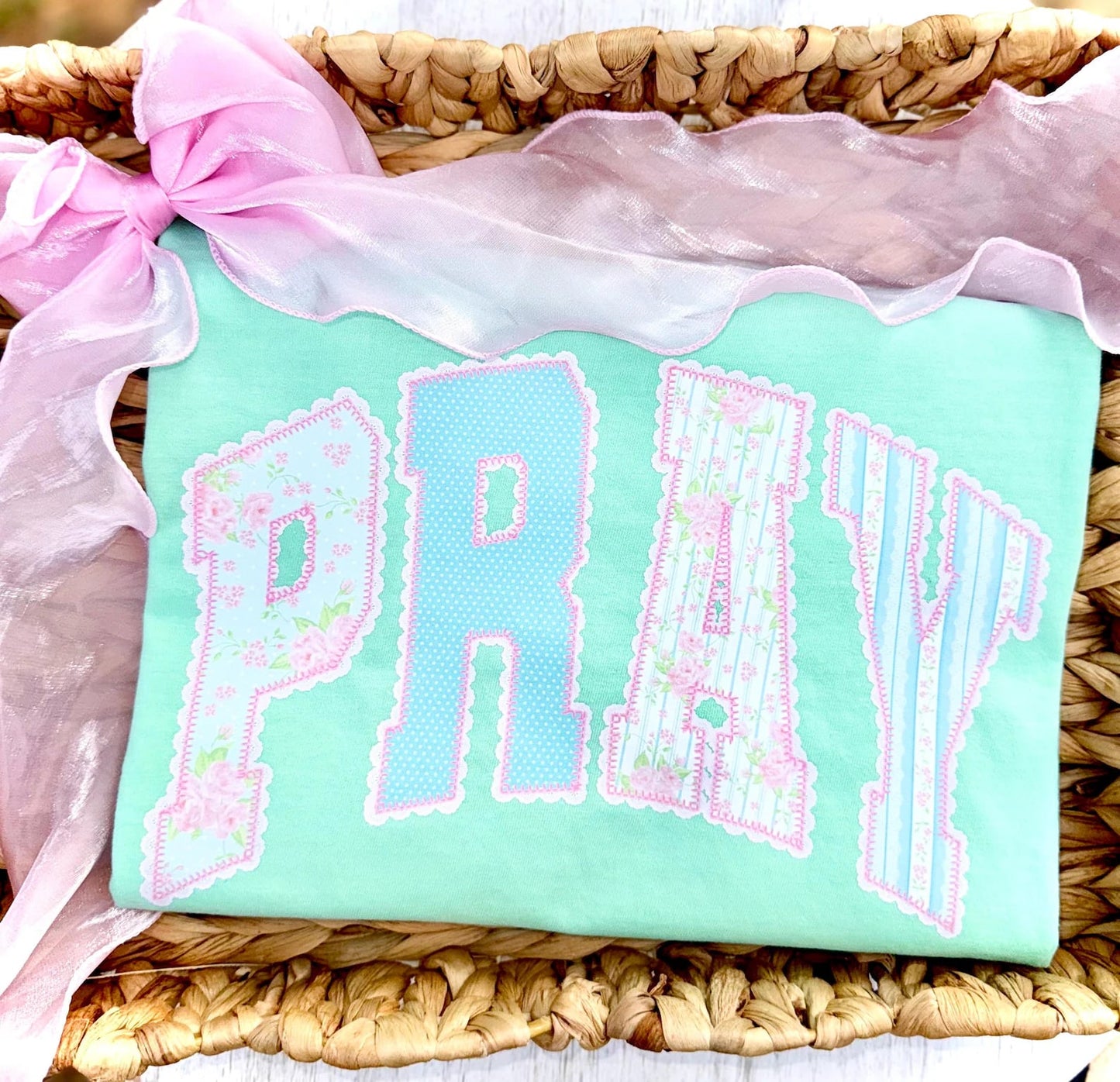 Pastel floral with lace PRAY tee