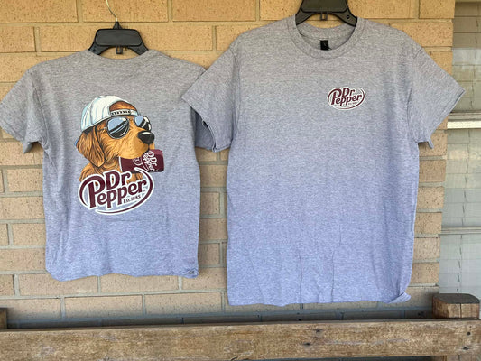 Dr pepper golden retriever with backwards hat tee