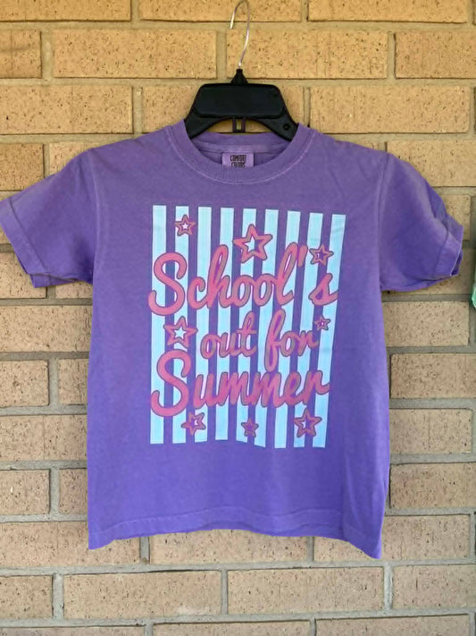schools out for summer blue stripes tee