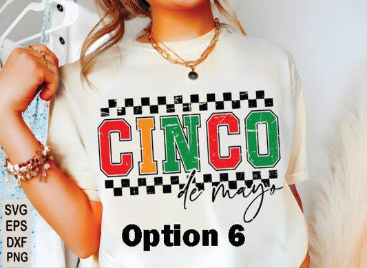 Cinco de Mayo with checkered lines tee