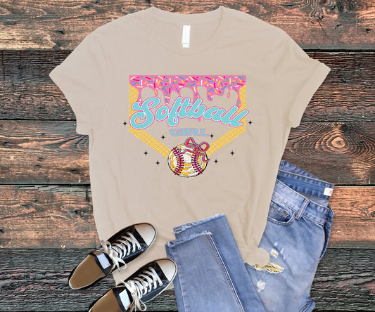 Softball Girl Drip Base tee