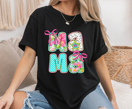 floral mama with dainty bows tee
