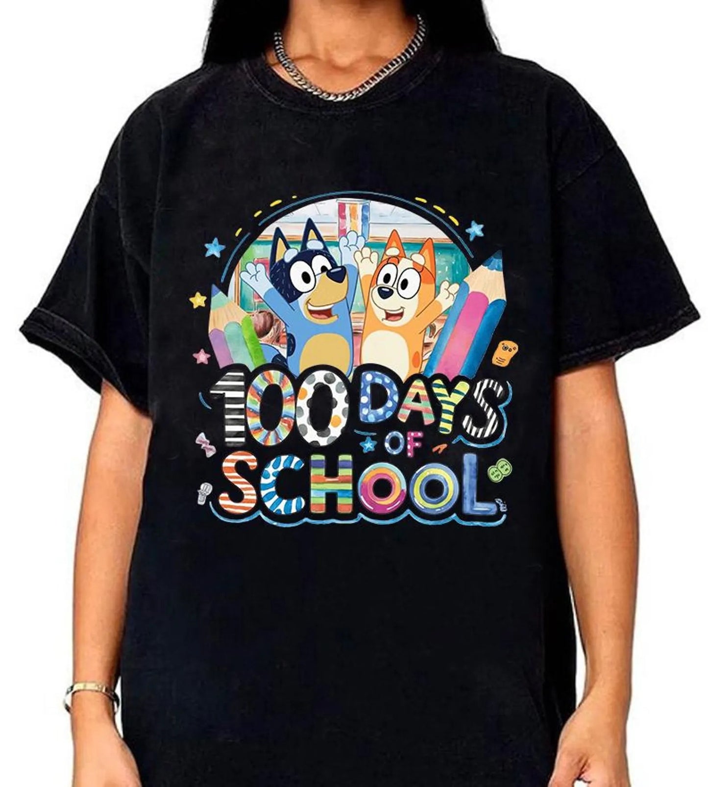 100 days bluey tee