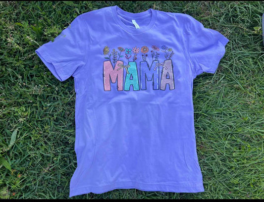 Mama with flowers out top tee