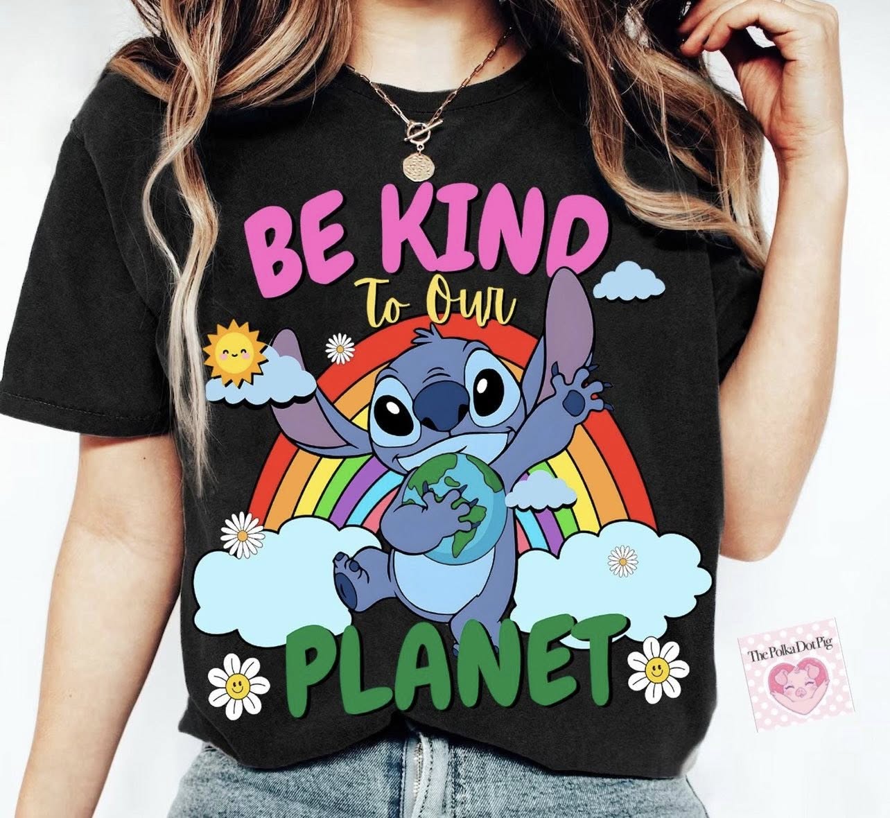 stitch be kind to our planet tee