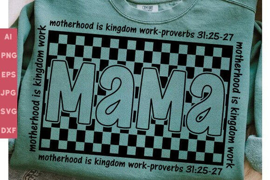 Mama in checkered rectangle tee