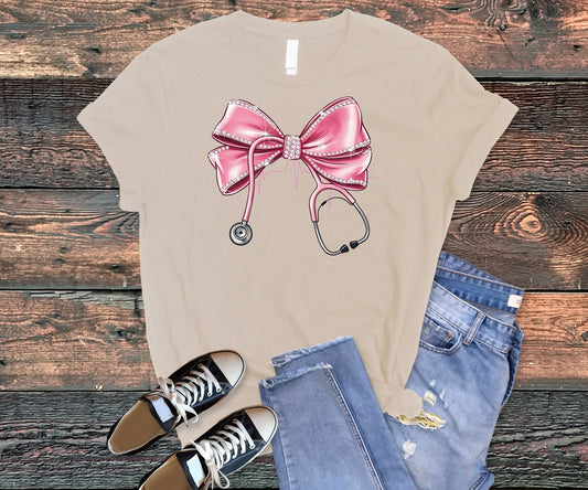 rhinestone stethoscope bow tee
