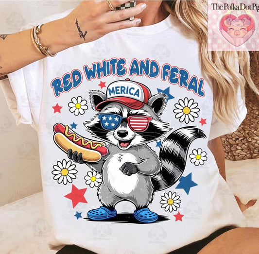 Red White andd Feral tee