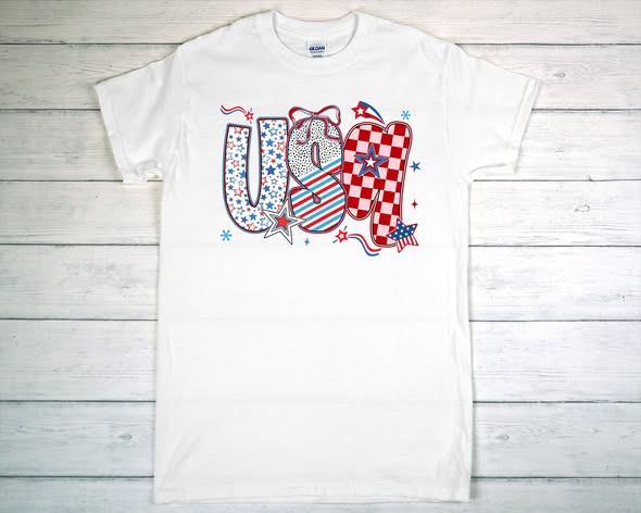 USA multi pattern tee
