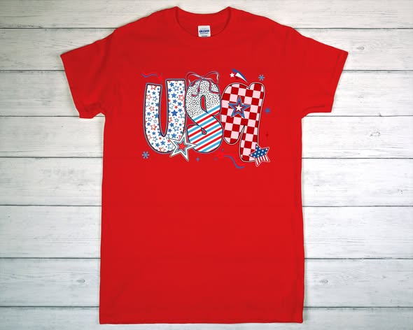USA multi pattern tee