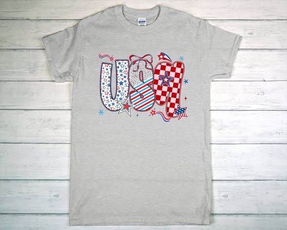 USA multi pattern tee
