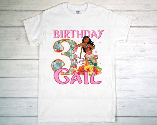 Custom Moana birthday girl tee