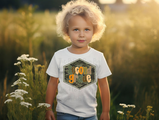 Earthtone letter grades camo tees
