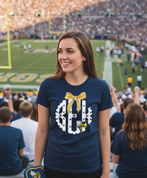 Monogram letters yellow  jackets soccer tee
