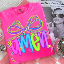 colorful amen with bow tshirt
