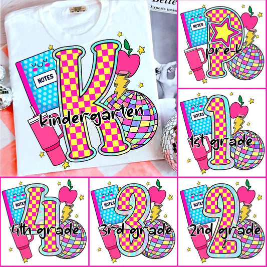 Back to school checkered collage tees