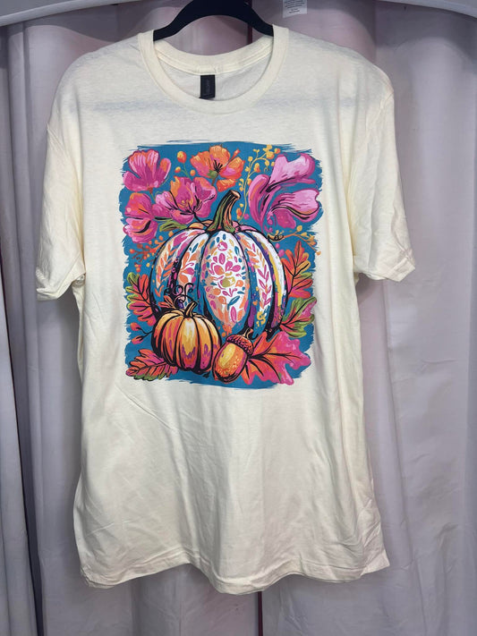 Fall floral pumpkin tee
