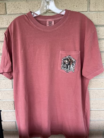 Southern boy camo with bird dog tee with pocket