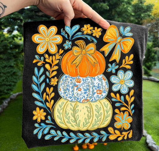 Preppy grandmilllennial pumpkin tee