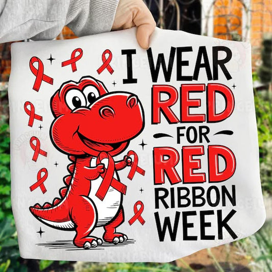 i wear red for red ribbon week tee
