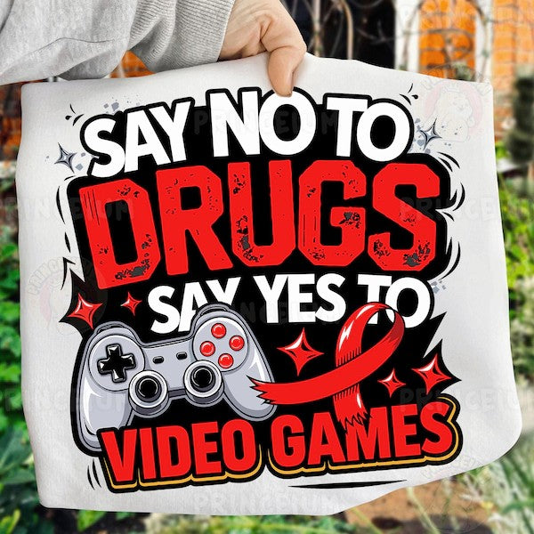 Red Ribbon week say no to drugs say yes to video games tee