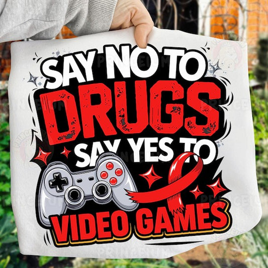 Red Ribbon week say no to drugs say yes to video games tee