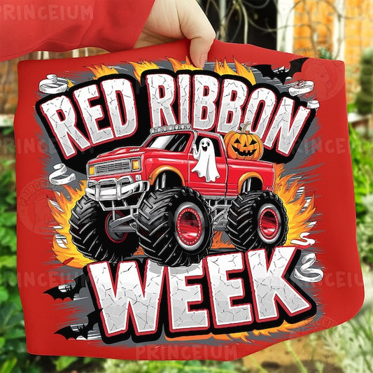 Red Ribbon week monster truck tee
