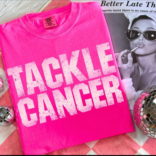 Comfort color tackle breast cancer tee