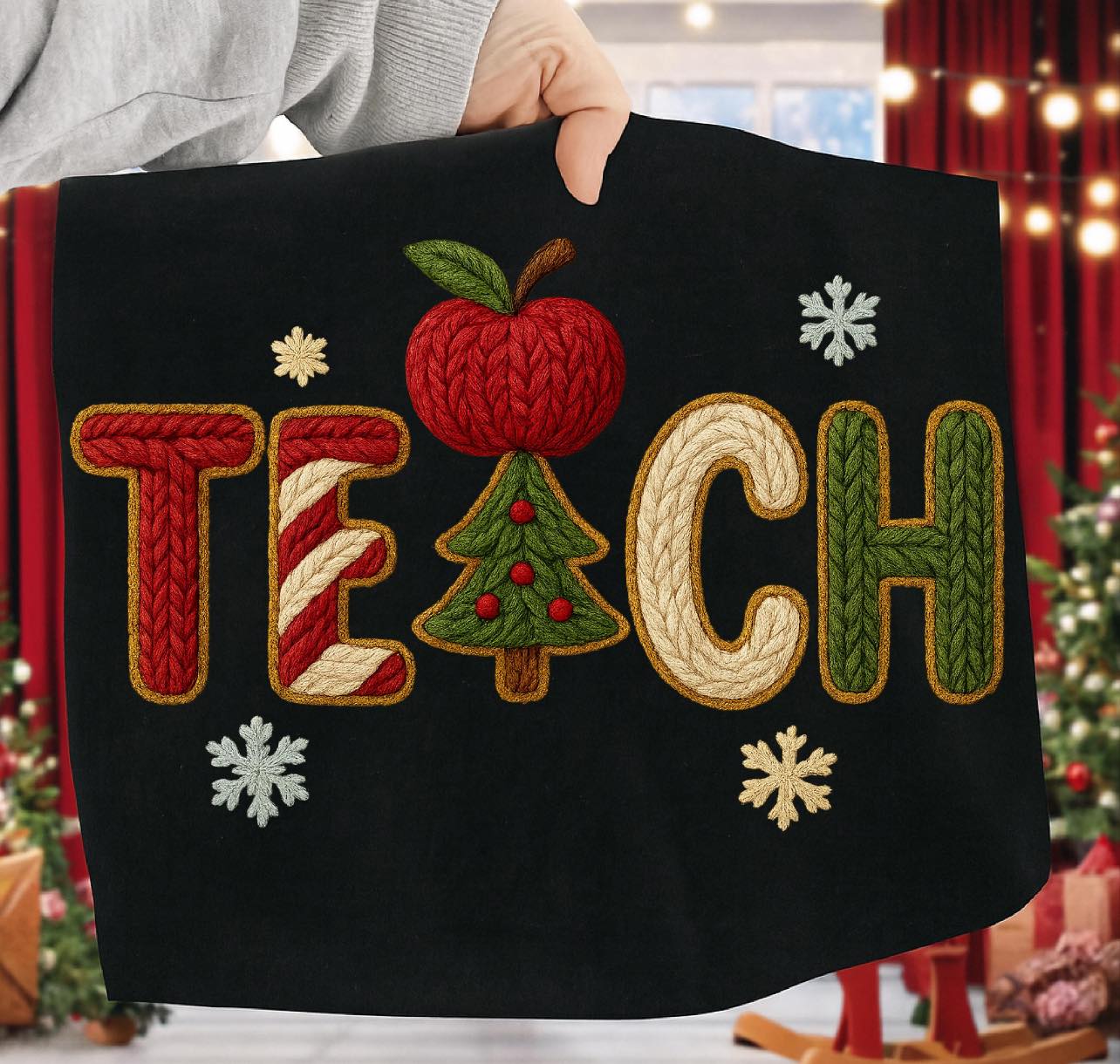 Faux yarn teach tee