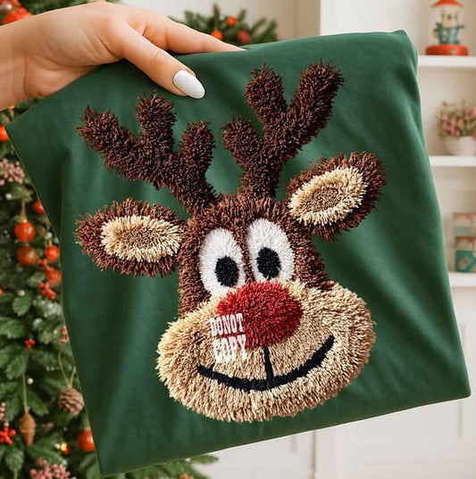 Boy reindeer faux yarn look tee