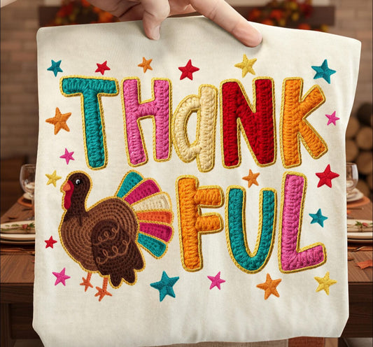 Faux yarn thankful tee