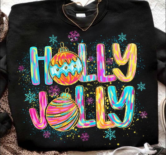 Colorful Holly Jolly tee