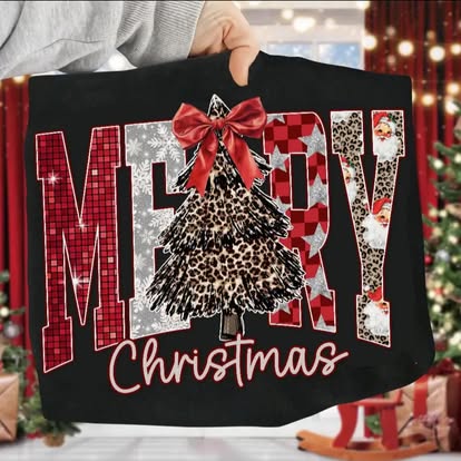 Red and silver Merry Christmas tee