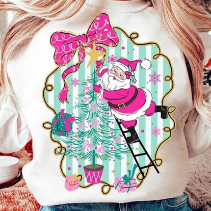 Santa on ladder tee
