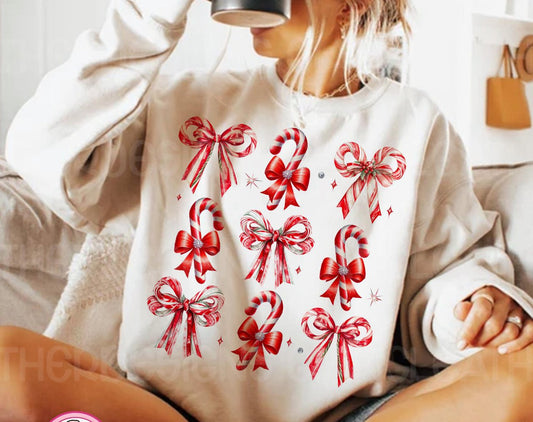 bows and candy canes tshirt