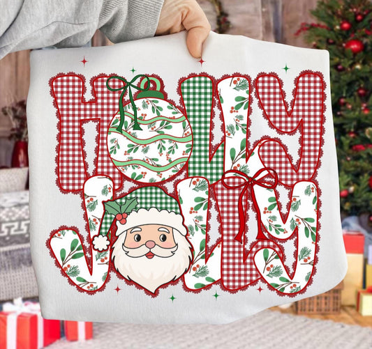 Plaid holly jolly tee