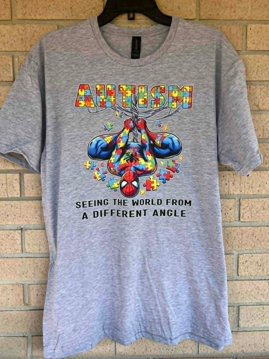 Autism spiderman seeing the world from a different angle tee