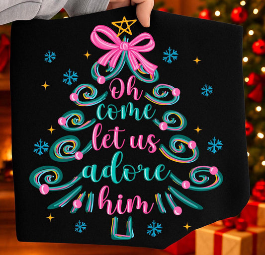 Bright color oh come let us adore him tee