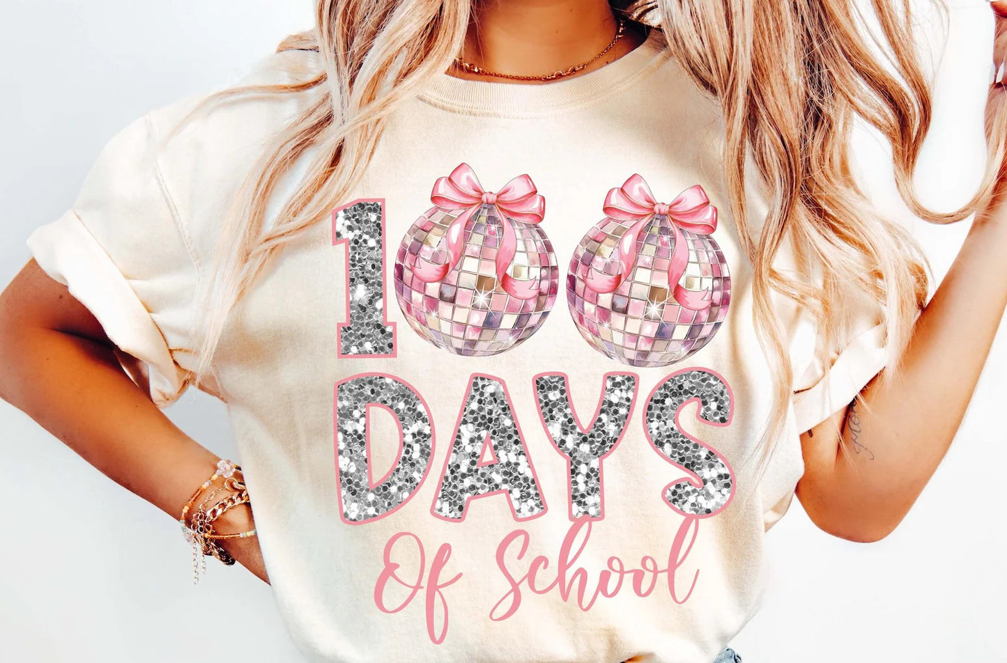 disco ball 100 days of school tee
