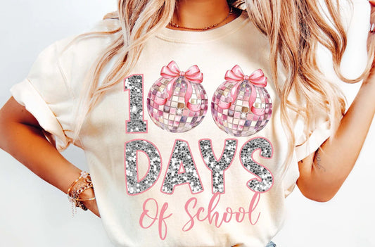 disco ball 100 days of school tee
