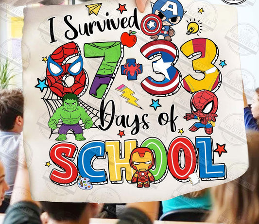 I survived 67+33 days of school hero tee
