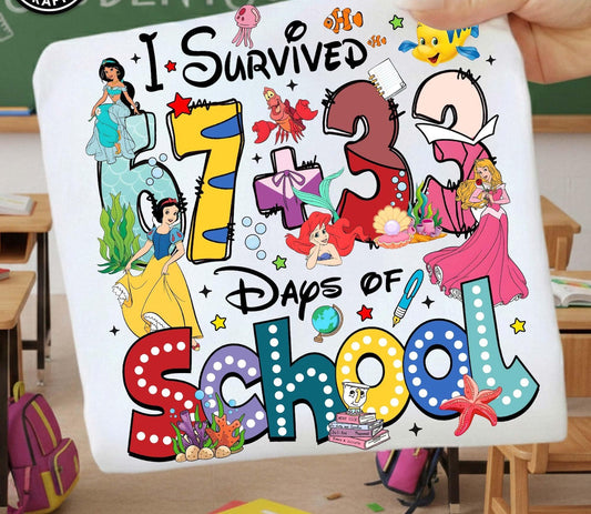 I survived 67+33 days of school princesses tee