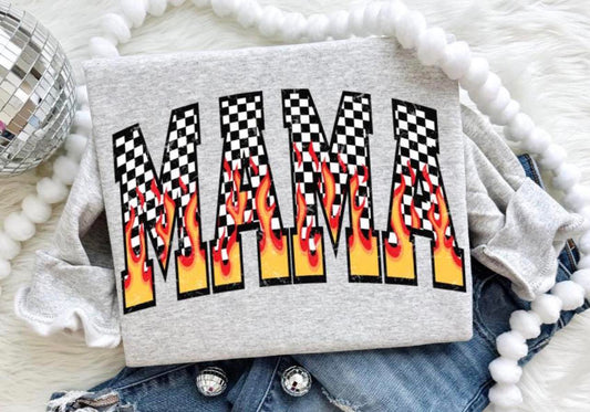 Mama checkered flames tee