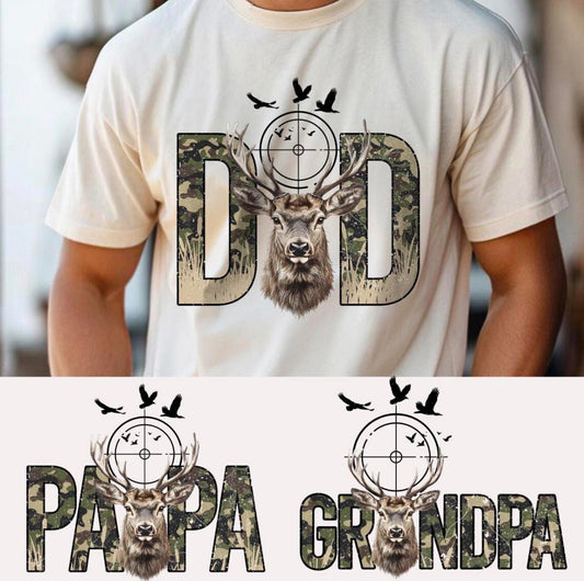 Camo dad papa grandpa tees