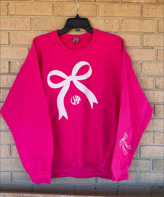 bow with monogram initial sweatshirt