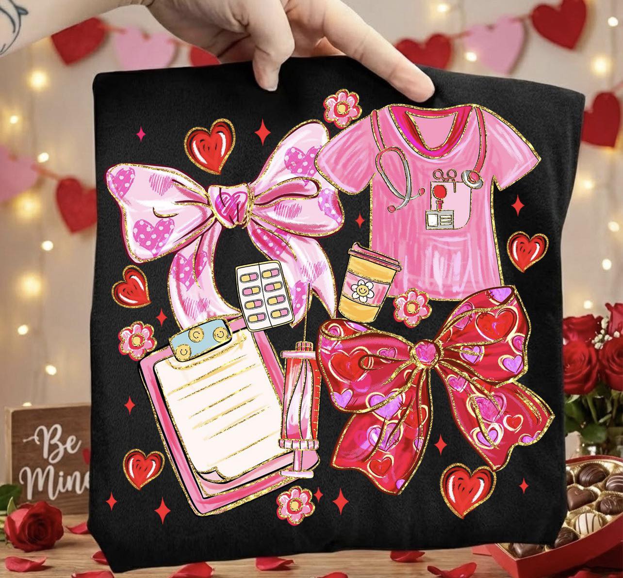 Valentines nurse collage tee